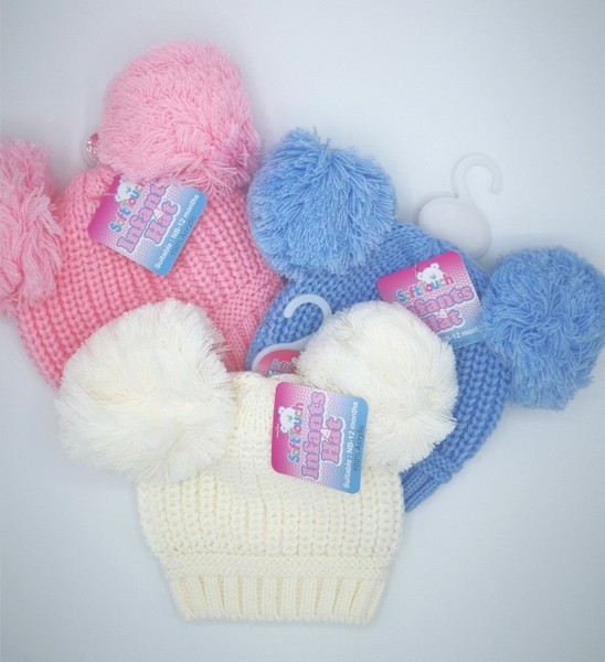 Knitted Hats with Double Pom Pom -H460 