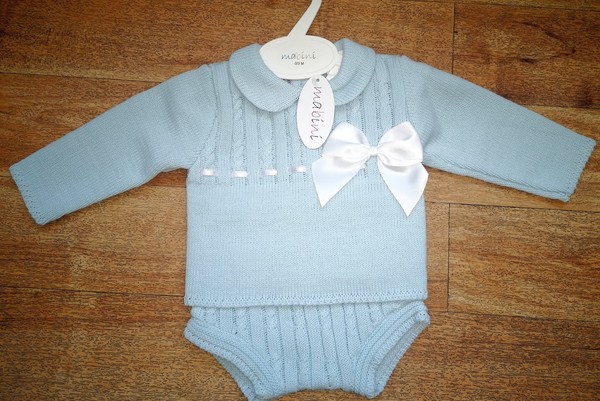 Knitted Blue with White Satin bow 133