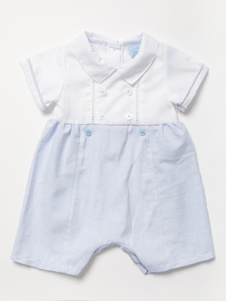 Striped Romper with buttons on bib 03980