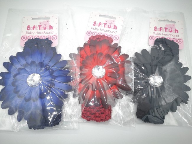 Headbands Dark Colours -Crochet and Flower HB69-D