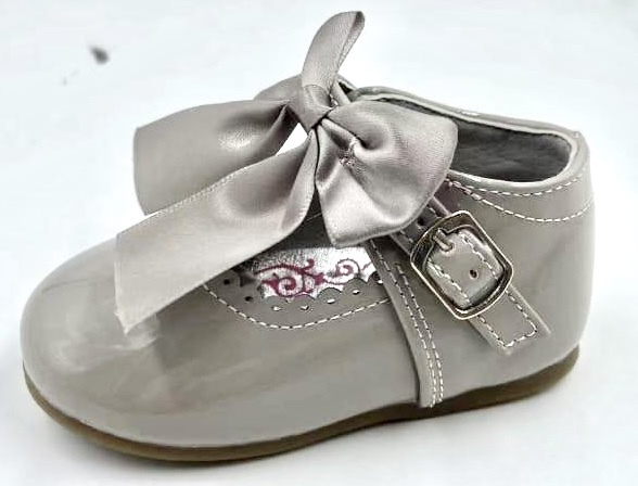 Kylie Satin Bow Shoes -Grey 