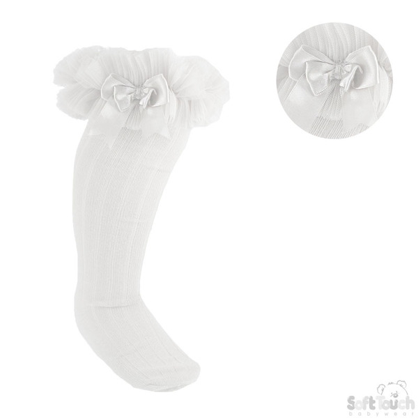 White frilly socks w/bow NO. S72-W