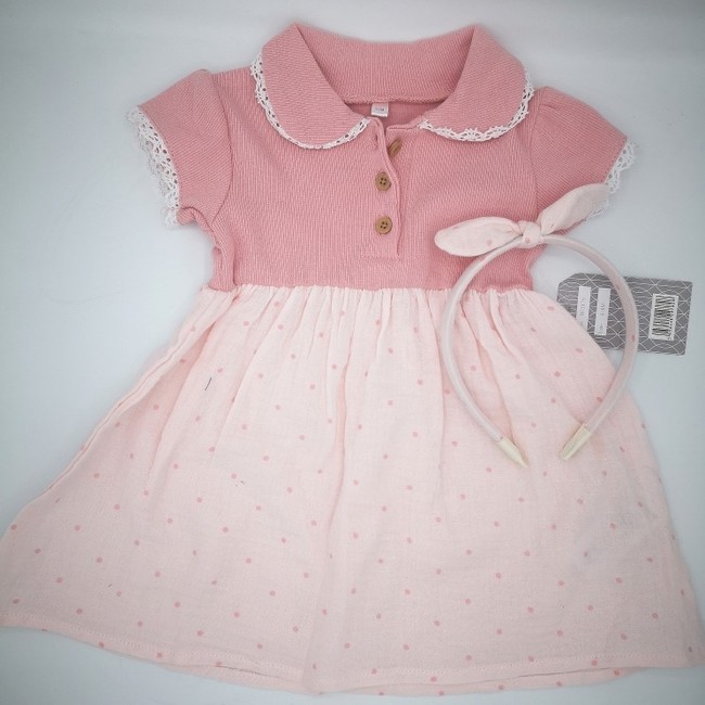 Pink Dress with Hairband 3975