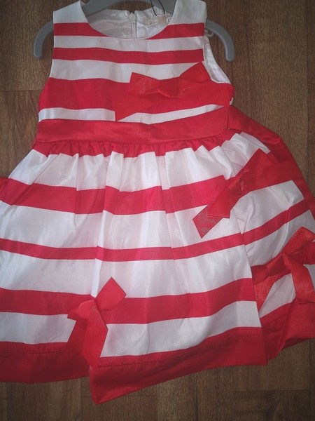 Red Striped Dress-Bows 40030