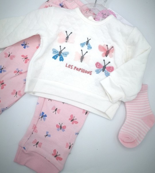 Baby Jog Set with Socks -"Les Papillons"
