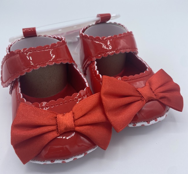 red-satin-bow-pram-shoes