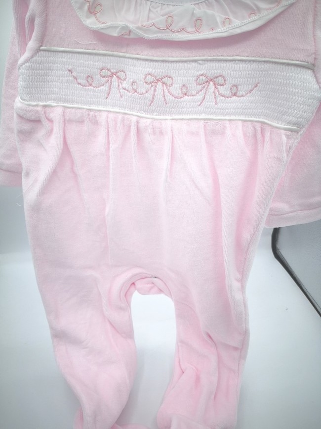 Velour with bows embroidery-pink 24297