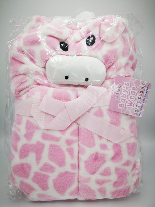  Fleece Wrap with Animal  Face 180 Pink