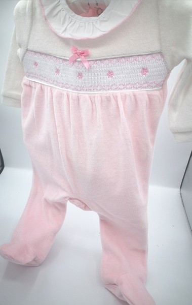 Pink Velour with smocking 22477