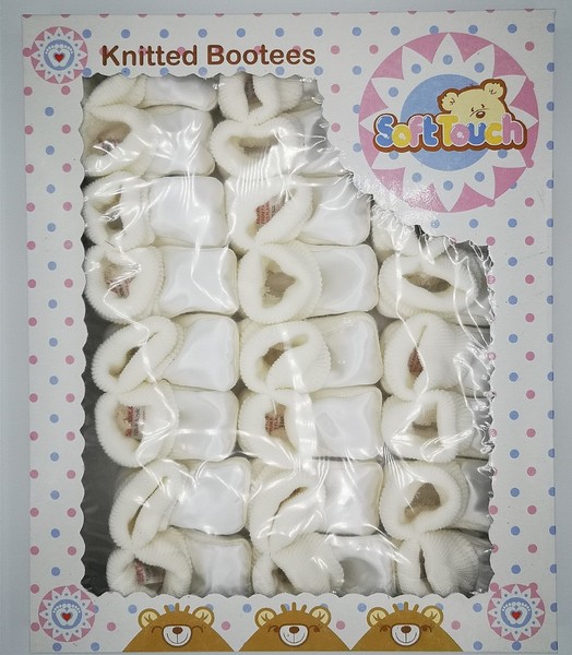 Knitted loose bootees -White only -S404-W