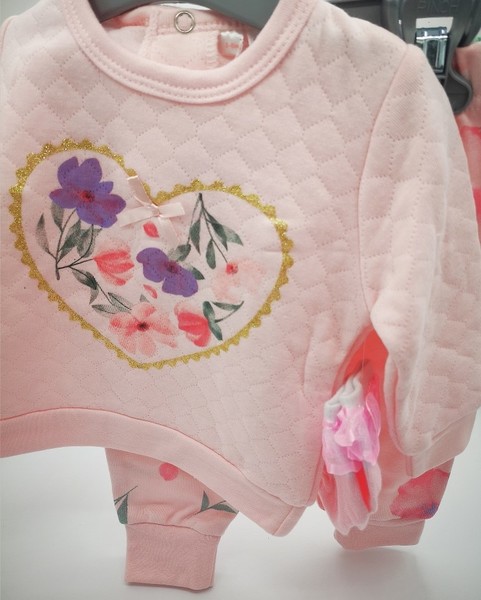 Pink 3pcs with flowers and heart print 21166 
