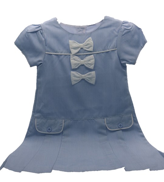 1006 Sky Blue Dress with 3 Bows 