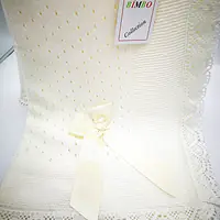 Crochet lace and ribbon shawl Cream Ref 5