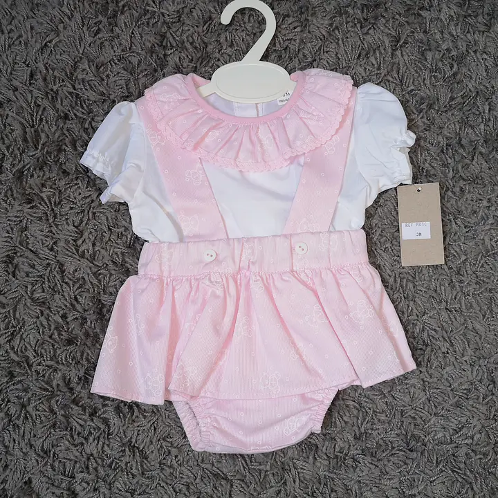 Pink Short Dungaree Set with frills M010 (per pc) - Master