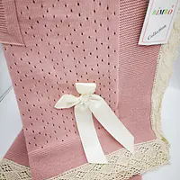  Crochet lace and ribbon shawl Rose Pink