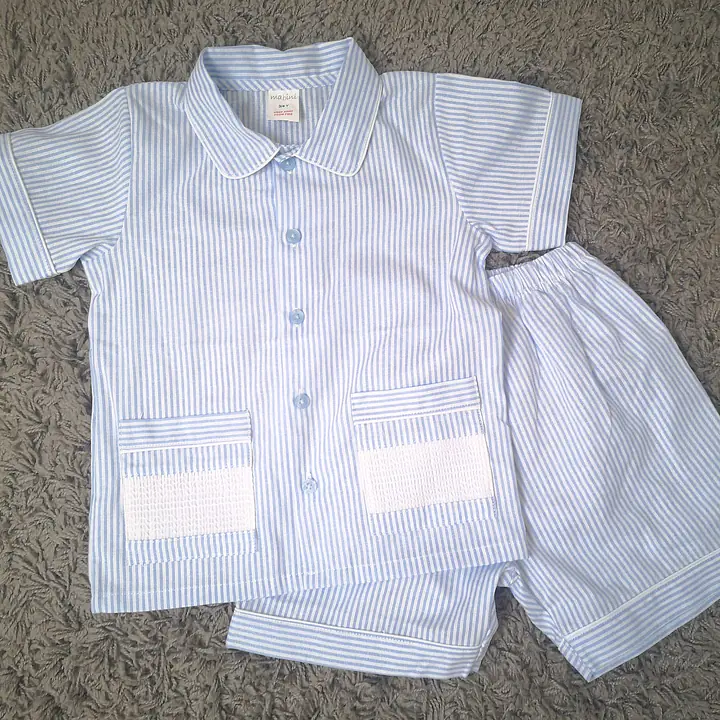 Smock Short Pyjamas in Blue Stripe - Master