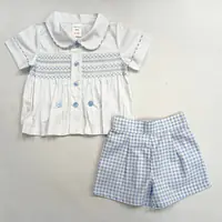 Blue Check Smock Shorts Set 2738 (6pcs) - Master