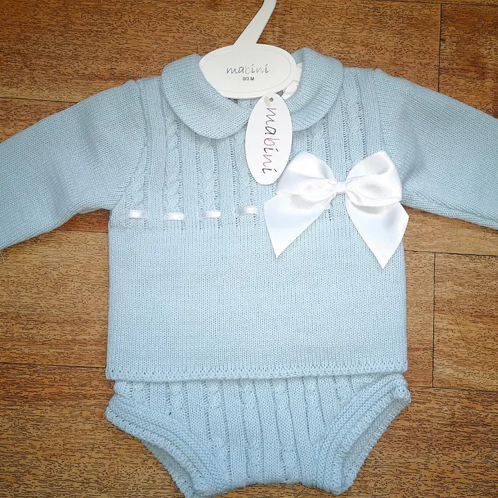 Knitted Blue with White Satin bow 133
