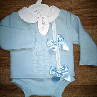  Knitted 2pc - Trelllis & 2 Bows 2225 blue 