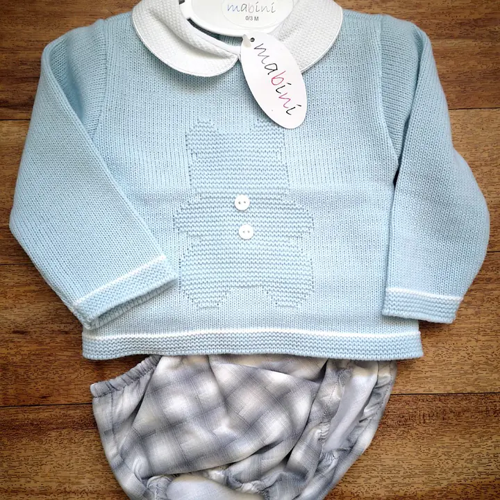 Knitted 2pc Set - Teddy Style 2199 - blue 