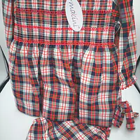 Red Check Smock Dress Set 2503