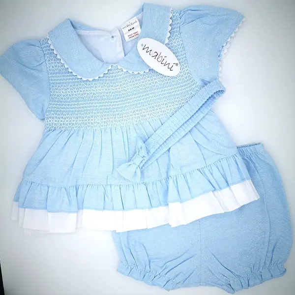 Sky Blue Smock Bloomer Dress Set 2703