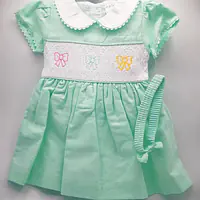Mint Smock Dress with Bows 2422 