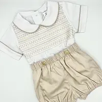 Cream smock shirt set 1081