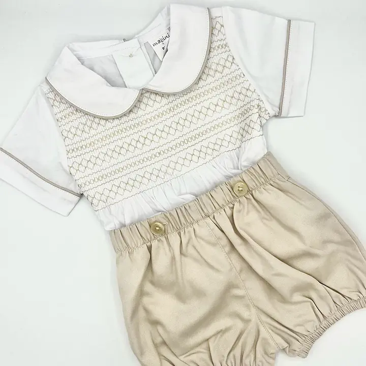 Cream smock shirt set 1081