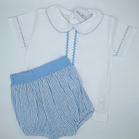  Striped Blue & White Shirt & Shorts Set 2998