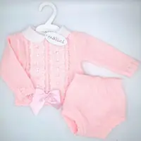 Pink Knitted Set with Lace & Bows MB12