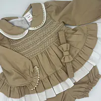 Camel Smocked Dress Set 5202