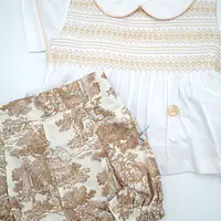 Cream Traditional Print Shorts Set 9992