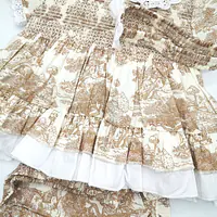 Cream Traditional Print Dress Set 1819