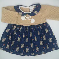 Pom Pom Dress “Bear Hunt” 
NAVY 