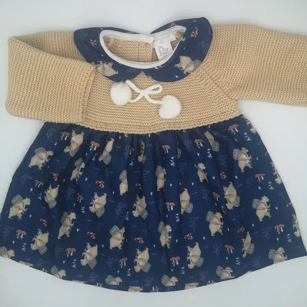 Pom Pom Dress “Bear Hunt” 
NAVY 