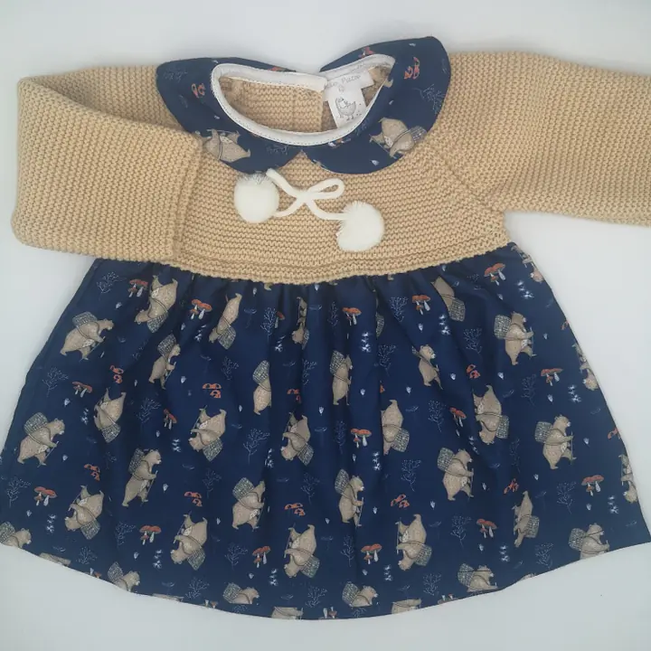 Pom Pom Dress “Bear Hunt” 
NAVY 
