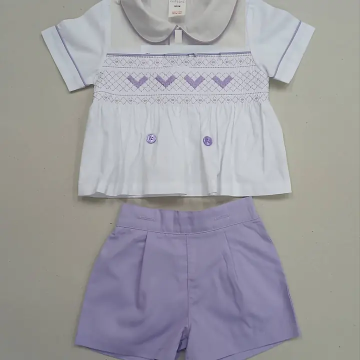 Lilac and White smocked boys shorts set (6pcs) - Master