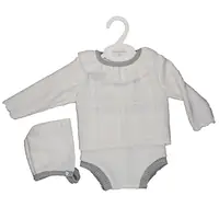 2pc White with Silver Knitted Set 
334 - showing matching hat option
0-9 months